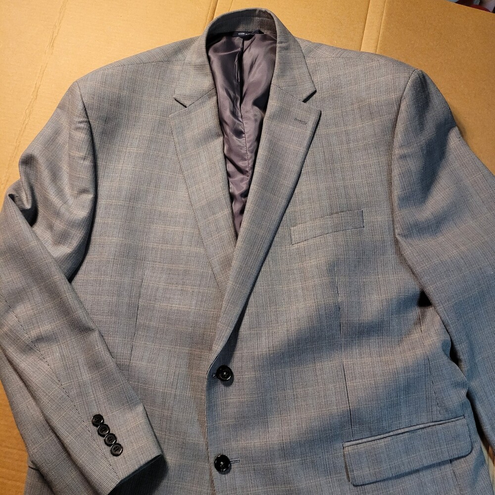 Ralph Ralph Lauren Silk Wool Sport Coat Blazer Jacket Mens 50R Gray Blue Label